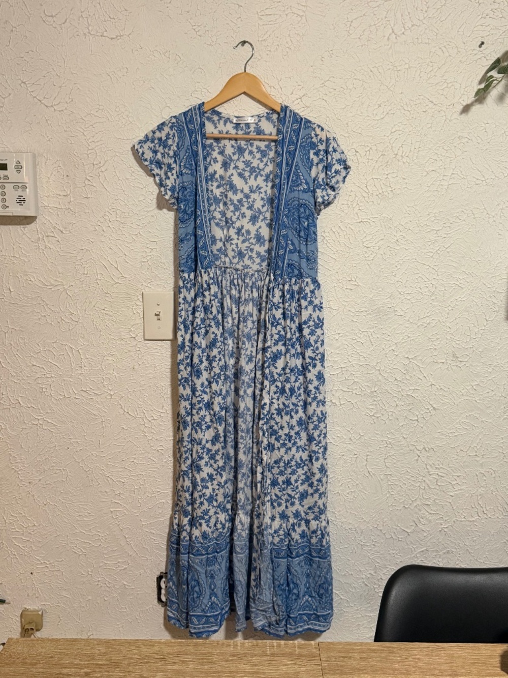 R.Vivimos Women's Blue Floral Maxi Dress Size 4/6 Wrap Boho Cottagecore